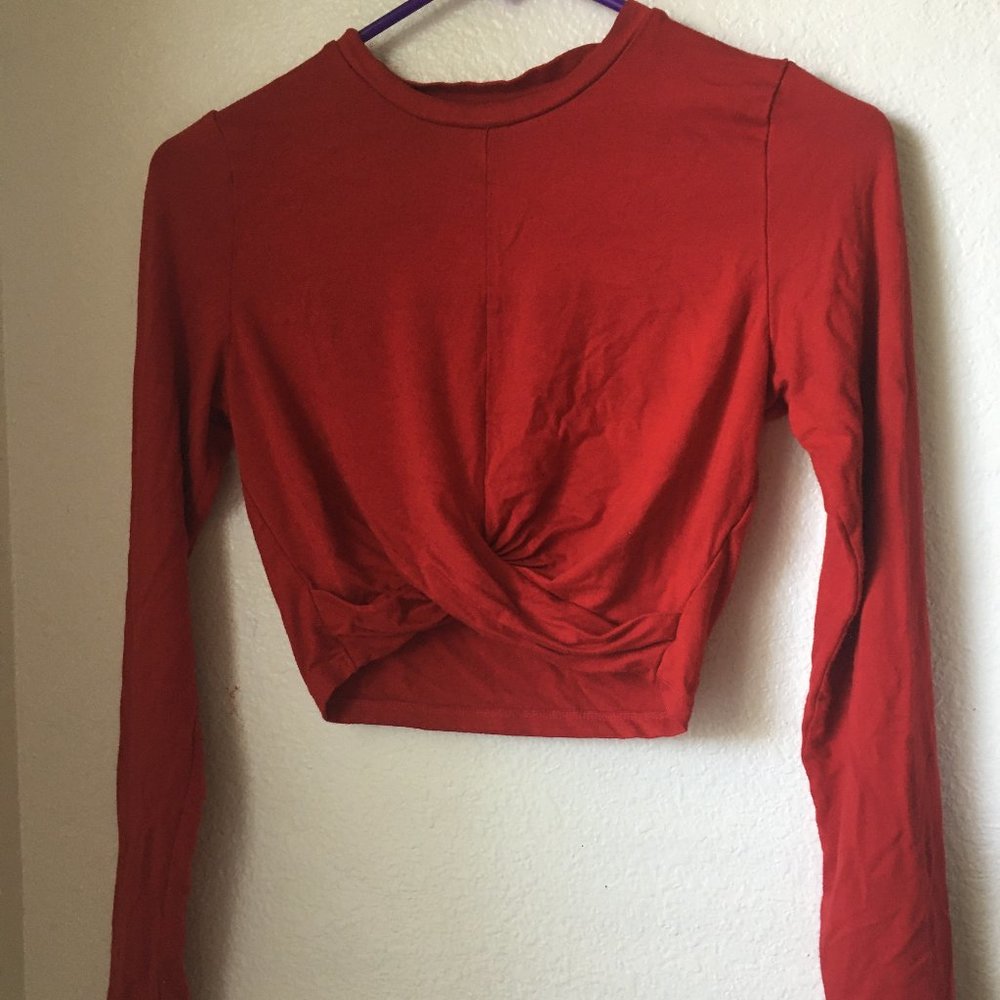 Red long sleeve crop top for kids